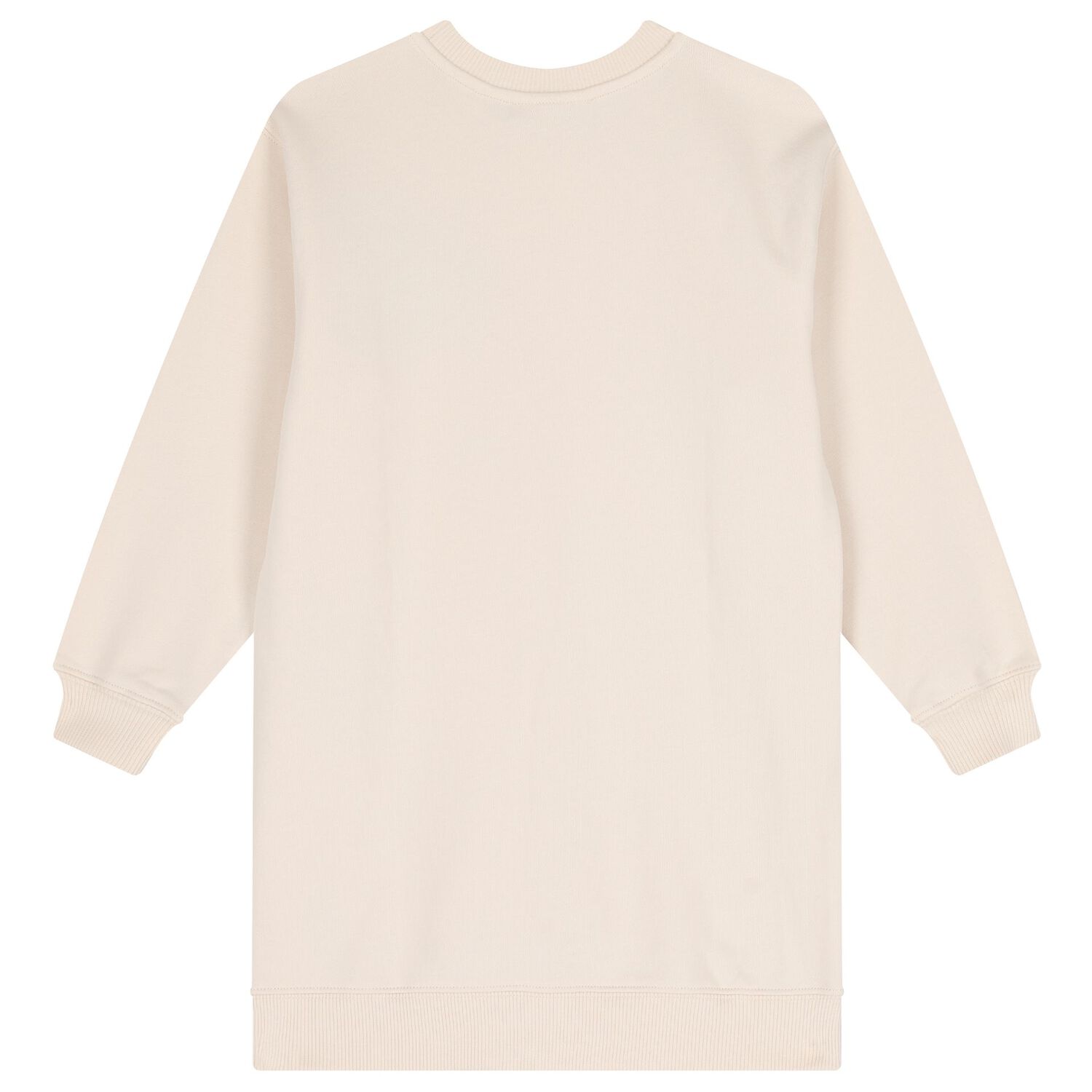 فستان بنات سويت شيرت بالشعار باللون البيج, 1, hi-res