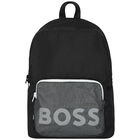 Boys Black & Grey Logo Backpack, 1, hi-res