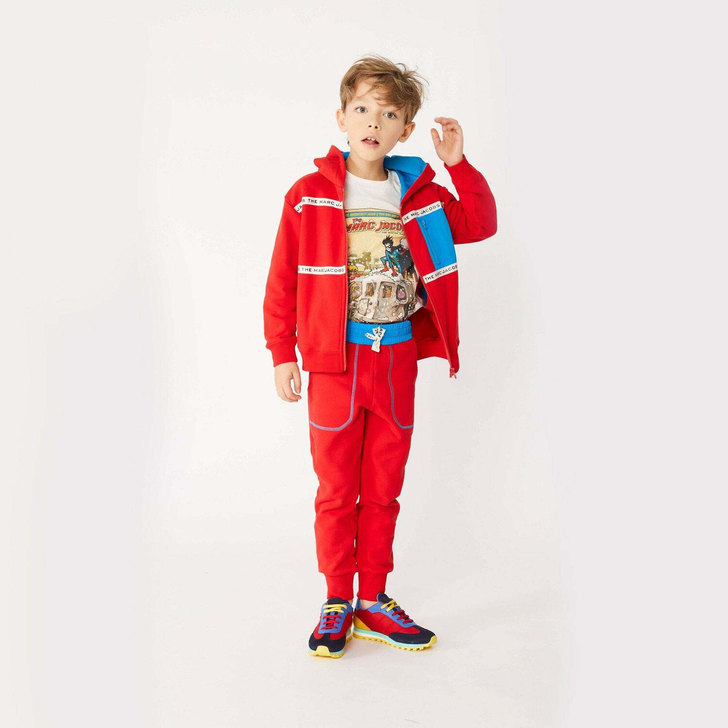 توب بالشعار باللون الأبيض للأولاد, 1, hi-res image number null