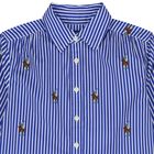 Girls Blue & White Polo Bear Striped Dress, 1, hi-res