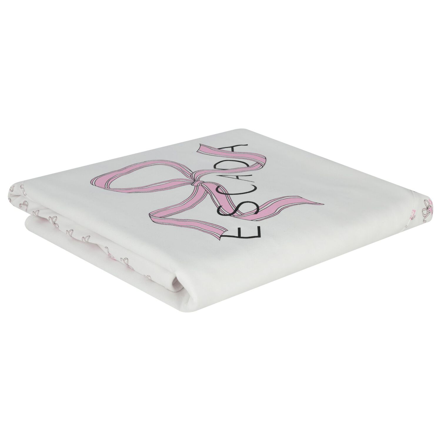 Baby Girls White & Pink Bow Logo Blanket, 1, hi-res