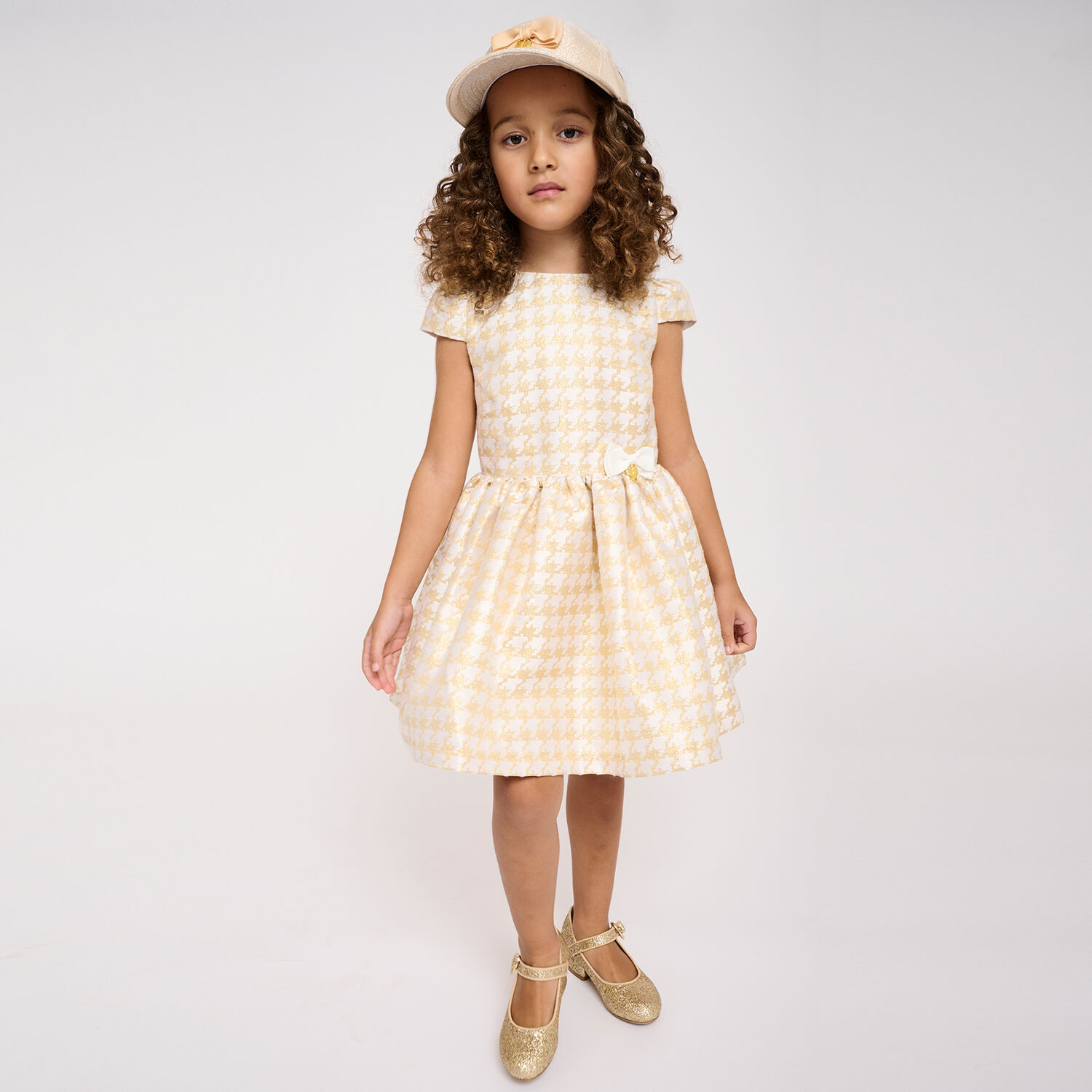 Girls Ivory & Gold Dress, 1, hi-res image number null