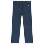 Boys Ivory & Blue Teddy Bear Logo Trousers Set, 1, hi-res