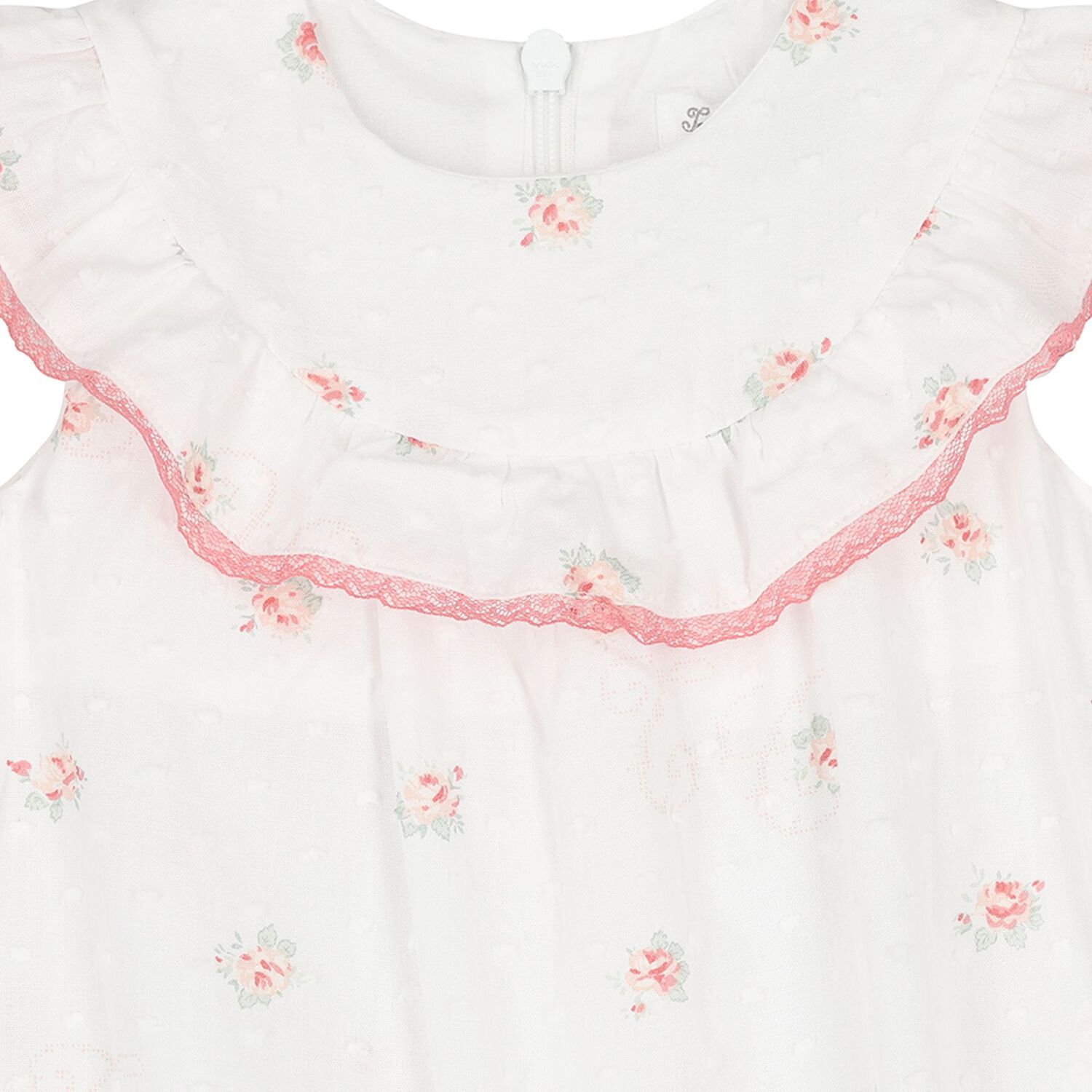 Baby Girls White Floral Print Romper, 1, hi-res