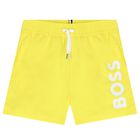 Younger Boys Yellow Logo Swim Shorts, 1, hi-res