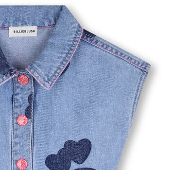 بلاي سوت جينز مزين بشكل قلب باللون الأزرق للبنات