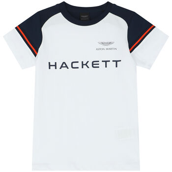 Boys White & Navy Blue Logo T-Shirt