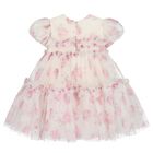 Younger Girls Ivory & Pink Floral Dress, 1, hi-res