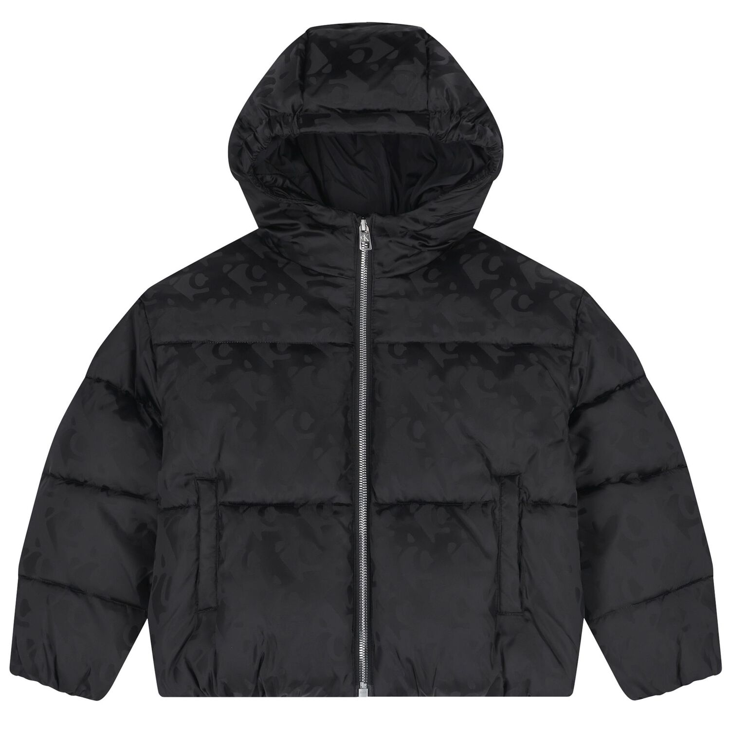 Girls Black Logo Puffer Jacket, 1, hi-res