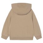 Boys Beige Hooded Zip Up Top, 2, hi-res