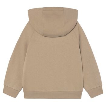 Boys Beige Hooded Zip Up Top