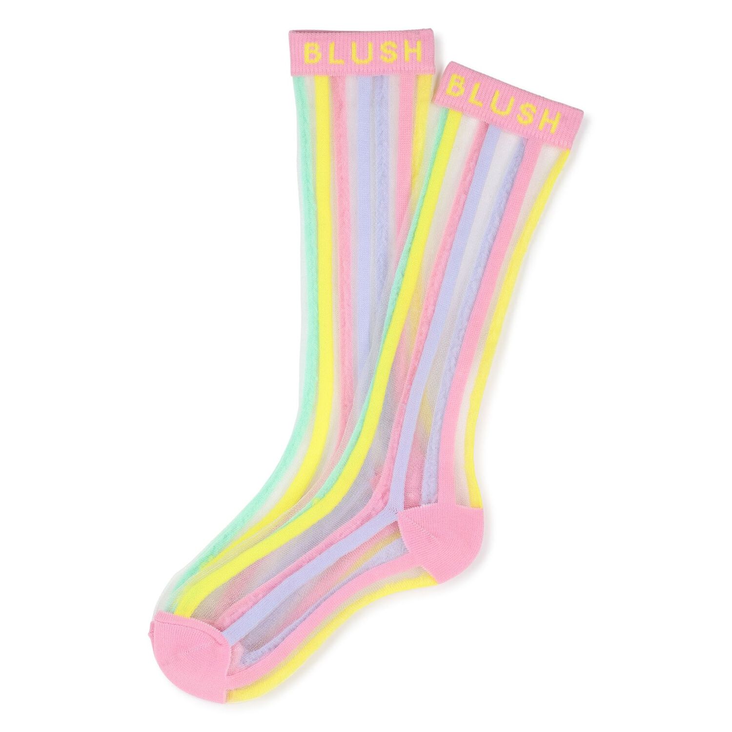 Girls Multi-Coloured Stripes Socks, 1, hi-res