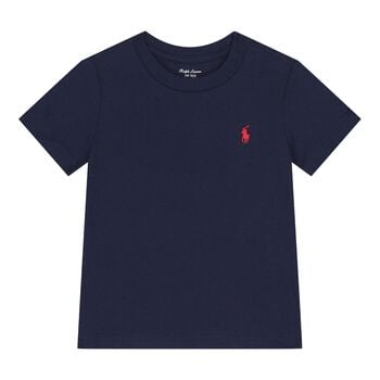 تيشيرت أزرق كحلي للرضع الأولاد مزين بشعار