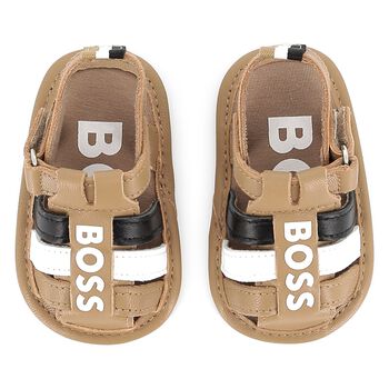 Baby Boys Beige Logo Sandals