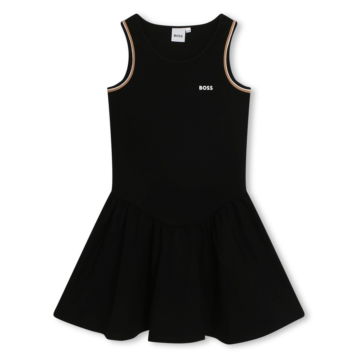 Girls Black Milano Jersey Logo Dress, 1, hi-res