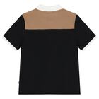 Boys Black Logo Polo Shirt, 1, hi-res