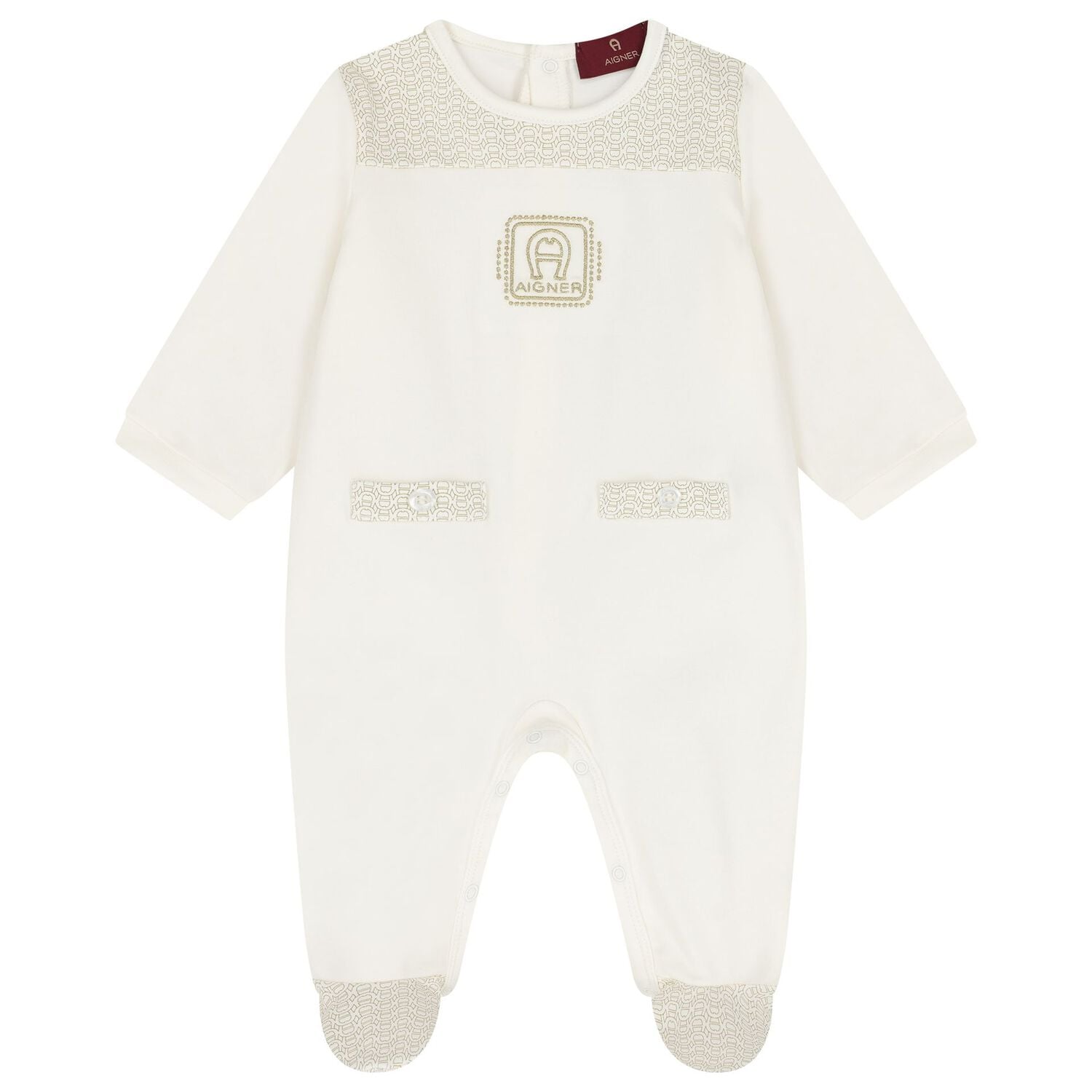 Ivory & Gold Logo Babygrow Gift Set , 1, hi-res