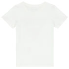 تيشيرت بالشعار باللون الأبيض للبنات, 1, hi-res