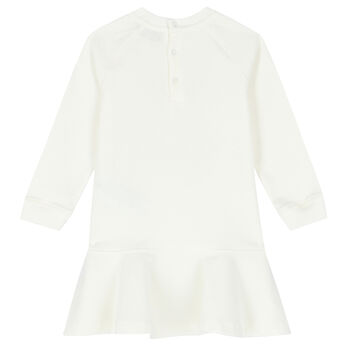 Younger Girls Ivory Teddy Logo Dress