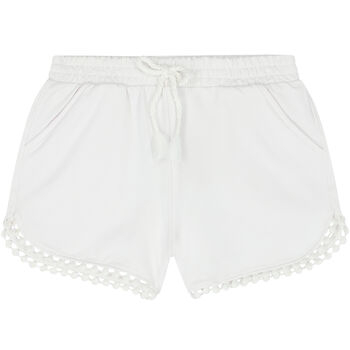 Girls White Cotton Jersey Shorts