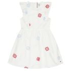 Girls White Embroidered Floral Dress, 1, hi-res