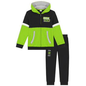 Boys Black & Green Tracksuit