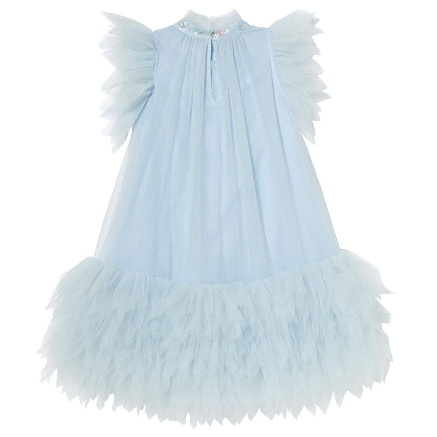 Girls Blue Embellished Tulle Dress, 1, hi-res