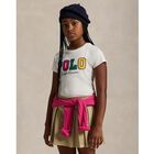 Girls White Logo T-Shirt, 1, hi-res