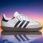 Younger White & Black Logo Samba Trainers, 1, hi-res