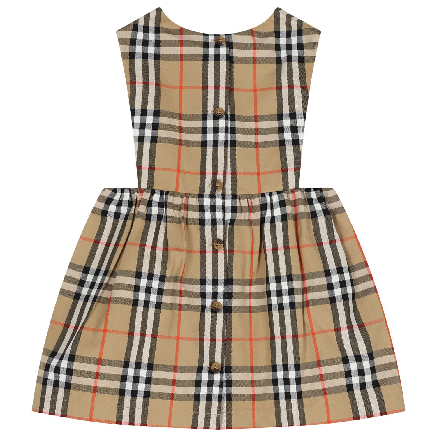 طقم فستان اطفال باللون البيج و الابيض للبنات , 1, hi-res