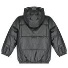 Black Logo Reversible Puffer Jacket, 1, hi-res