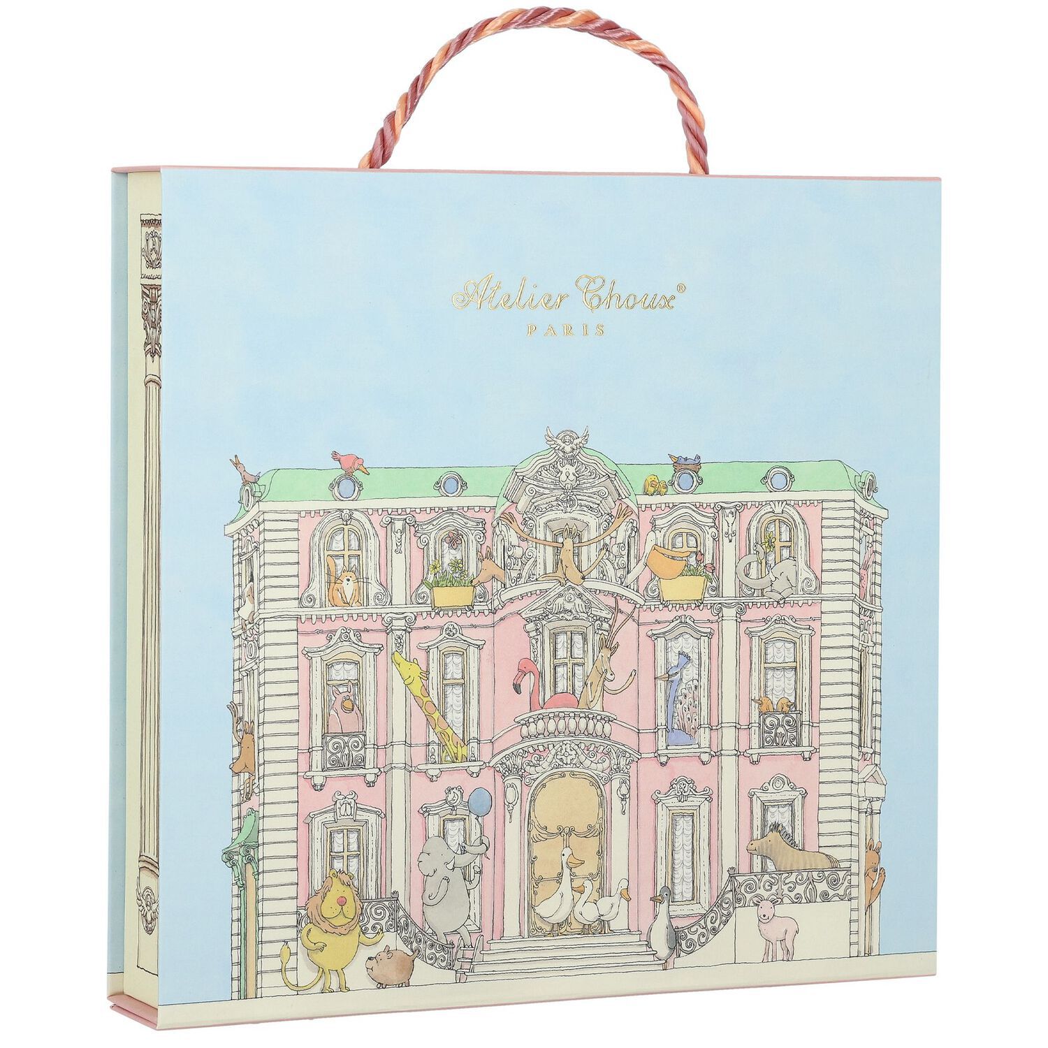 طقم هدية بنات قماط ومريلة  كاروسيل باللون العاجى والوردى, 1, hi-res image number null