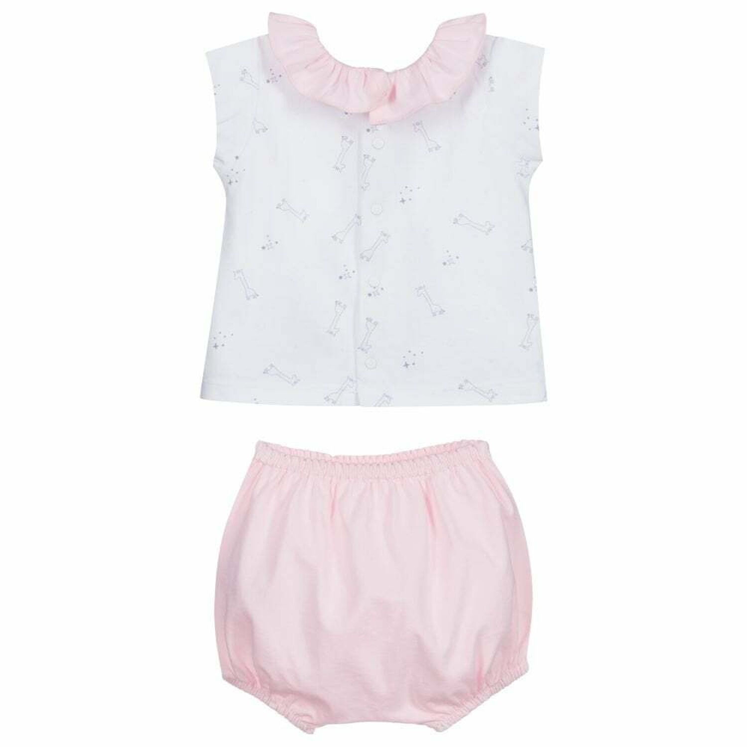 Baby Girls White & Pink Shorts Set, 1, hi-res