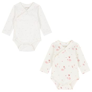 Baby Girls Ivory & Pink Balloon Bodysuits ( 2-Pack )