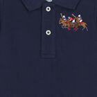 Baby Boys Navy Blue Pony Logo Romper, 1, hi-res
