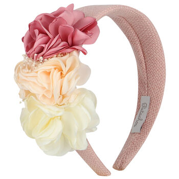 Girls Pink Tweed Flower Hairband