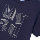 Boys Navy Cotton Printed T-Shirt, 1, hi-res