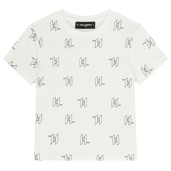 تيشيرت باللون الأبيض بشعار للأولاد