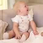 طقم دنغري للأولاد الرضع باللون الابيض والبيج , 1, hi-res