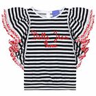 Girls Black Striped Top, 1, hi-res