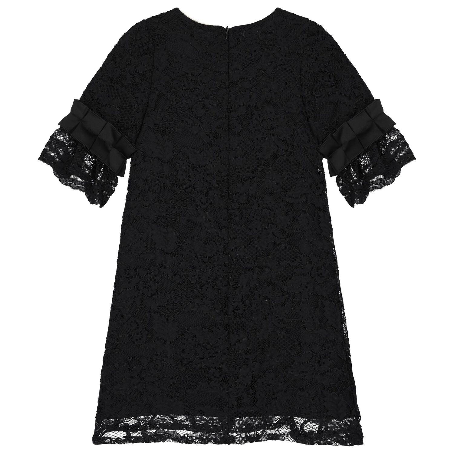  فستان للبنات مزين بالدانتيل و الساتان باللون الأسود, 1, hi-res image number null