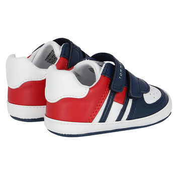 Baby Boys Navy, White & Red Logo Pre Walker Shoes