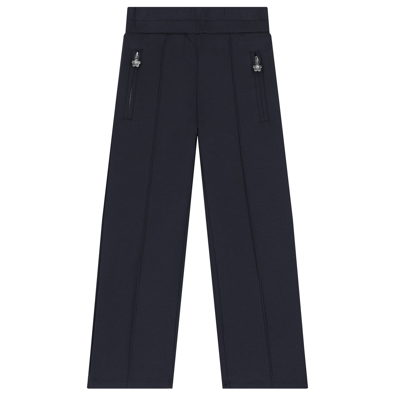 Girls Navy Blue Logo Trousers, 1, hi-res