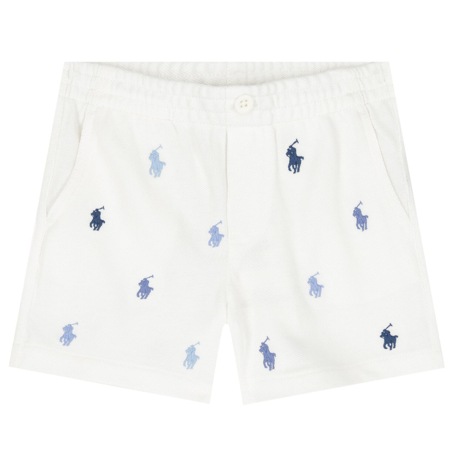 Baby Boys White & Blue Shorts Set, 1, hi-res