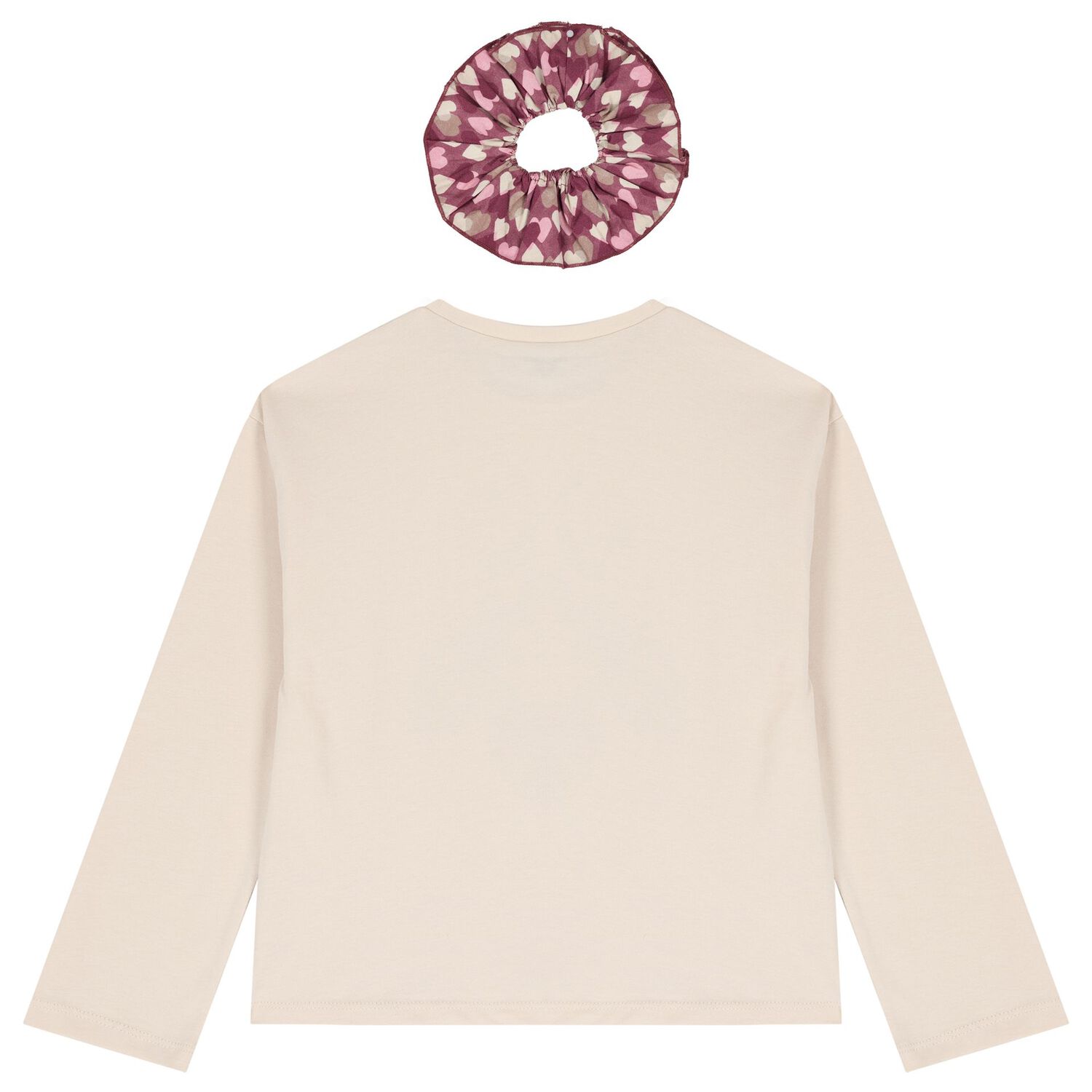 Girls Beige Keychain Long Sleeve Top Set, 3, hi-res