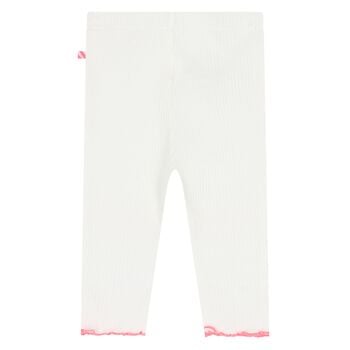 Younger Girls White & Pink Heart Leggings 