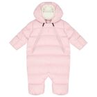 Baby Girls Pink Logo Snowsuit, 2, hi-res