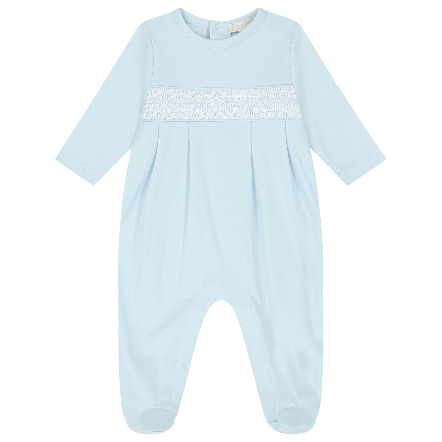 Baby Boys Blue Smocked Babygrow, 2, hi-res