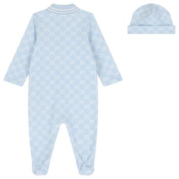 Baby Boys Blue GG Logo Babygrow Gift Set