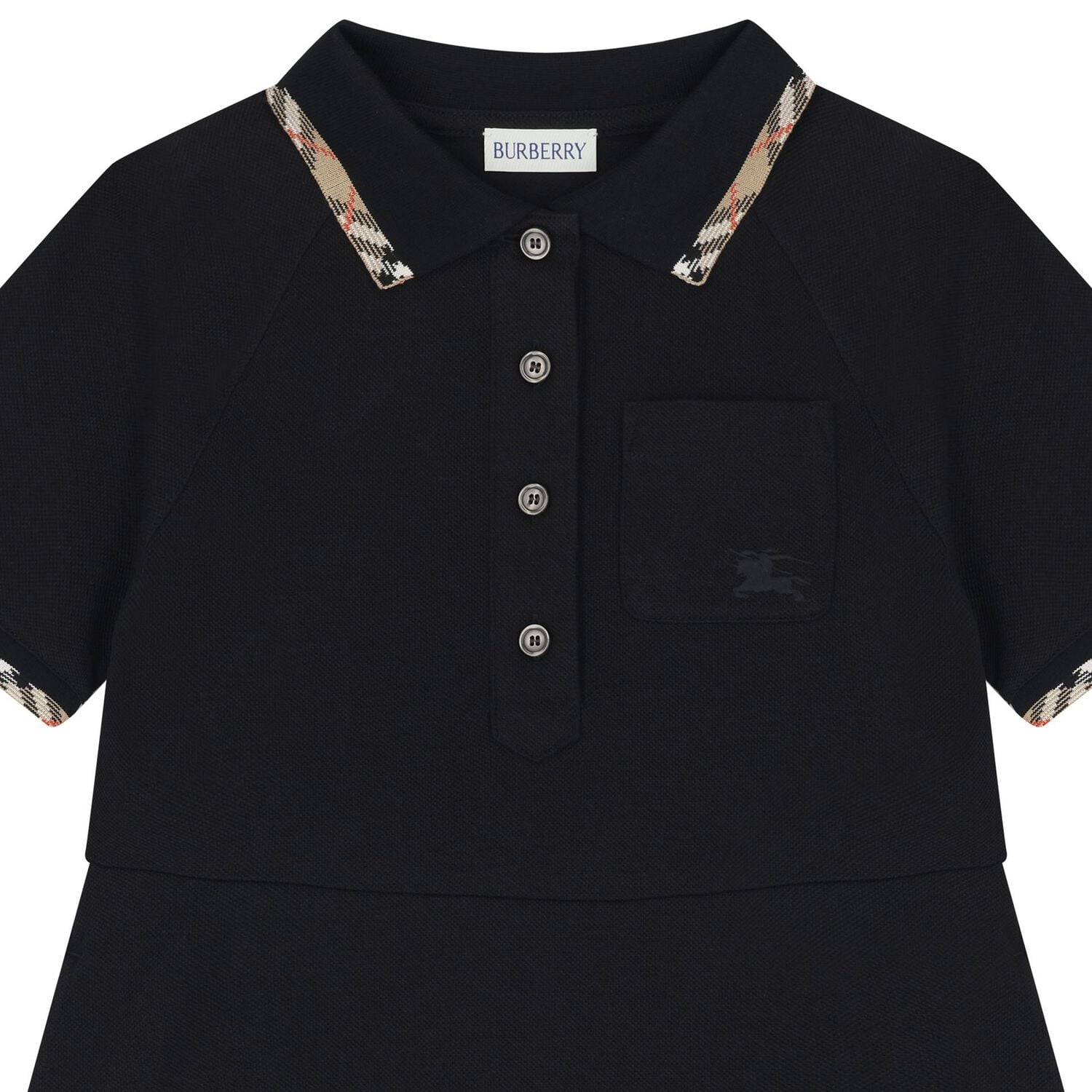 Girls Black Check Polo Dress, 1, hi-res